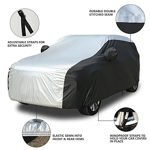 Coverado SUV Car Cover Waterproof All Weather for Automobiles, Outdoor Full Size Cover 210D Rain Sun UV Dust Protection Car Cover with PU Waterproof Seal Tapes, Universal Fit for SUV (206"-215") - Image 4