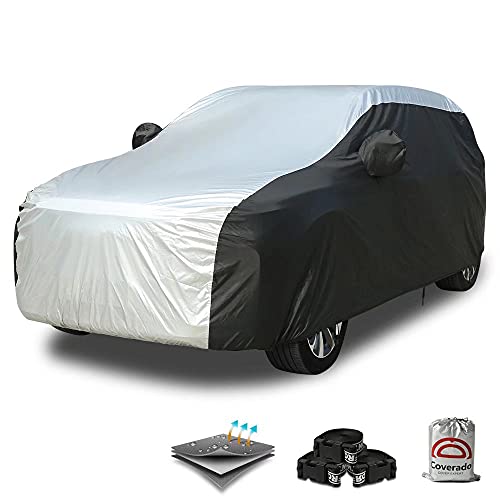 Coverado SUV Car Cover Waterproof All Weather for Automobiles, Outdoor Full Size Cover 210D Rain Sun UV Dust Protection Car Cover with PU Waterproof Seal Tapes, Universal Fit for SUV (206"-215") - Image 1