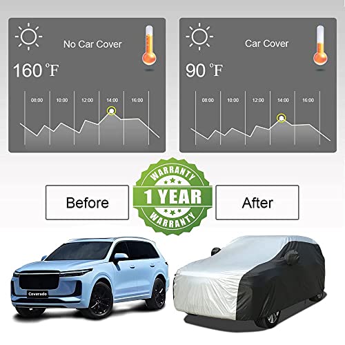 Coverado SUV Car Cover Waterproof All Weather for Automobiles, Outdoor Full Size Cover 210D Rain Sun UV Dust Protection Car Cover with PU Waterproof Seal Tapes, Universal Fit for SUV (206"-215") - Image 5