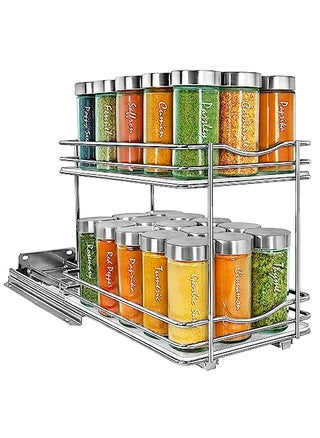 LYNK PROFESSIONAL Pull Out Spice Rack Organizer for Inside Kitchen Cabinets  614 inch Wide  Slide Out Drawer  Chrome Sliding Spice Cabinet Organization Shelf Racks  2 Tier - pzsku/Z294503C05FA92D7AD8EAZ/45/1749491808/0b6d768c-c03b-4747-bc67-a6784ab33d6d