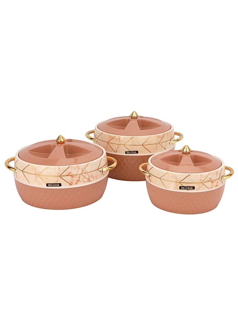 DELCASA Delcasa 3Pc Casserole Set SS Inner 1.3+2.25+2.95L Twist Lock - Image 1