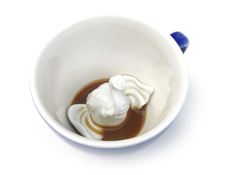 creature cups Elephant Ceramic Cup 11 Ounce Cobalt Blue  Hidden Animal Inside  Holiday and Birthday Gift for Coffee  Tea Lovers