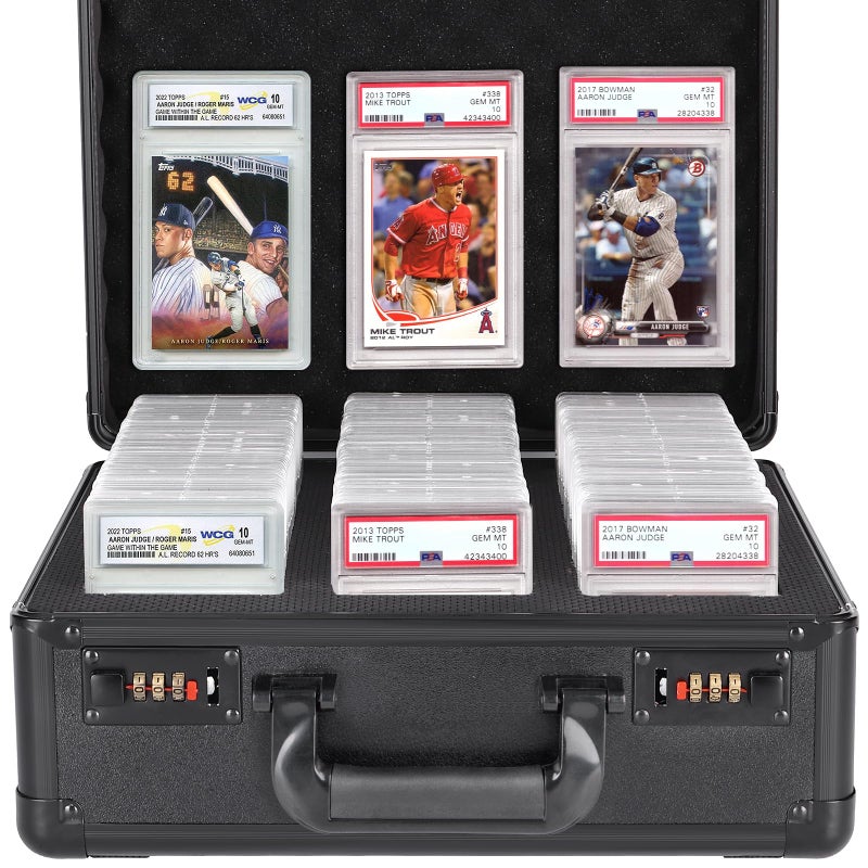 Graded Card Storage Box 3 Slots PSABGS  More Graded SlabsCollector Box for Trading  Sports Cards with Coded Lock Easy to Carry No Card