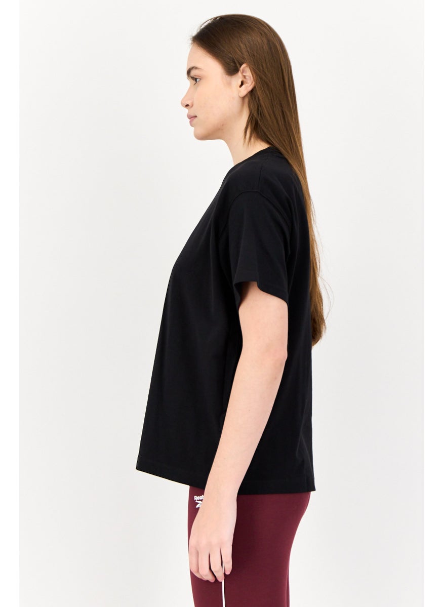 Reebok Women Sportswear Fit Embroidered Logo Short Sleeves Outdoor T-Shirt, Black  - Image 2