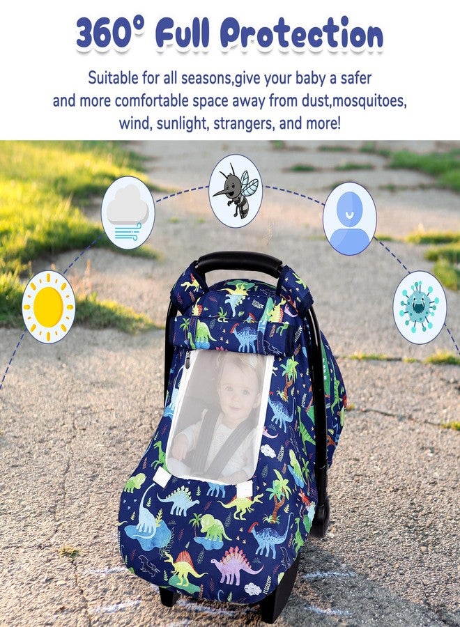 DAYEEBALL Baby Car Seat Cover, Windproof Carseat Cover for Infant Boys, Infant Breathable Carseat Canopy, Compatible with Most Baby Car Seat, Dinosaur - Image 5