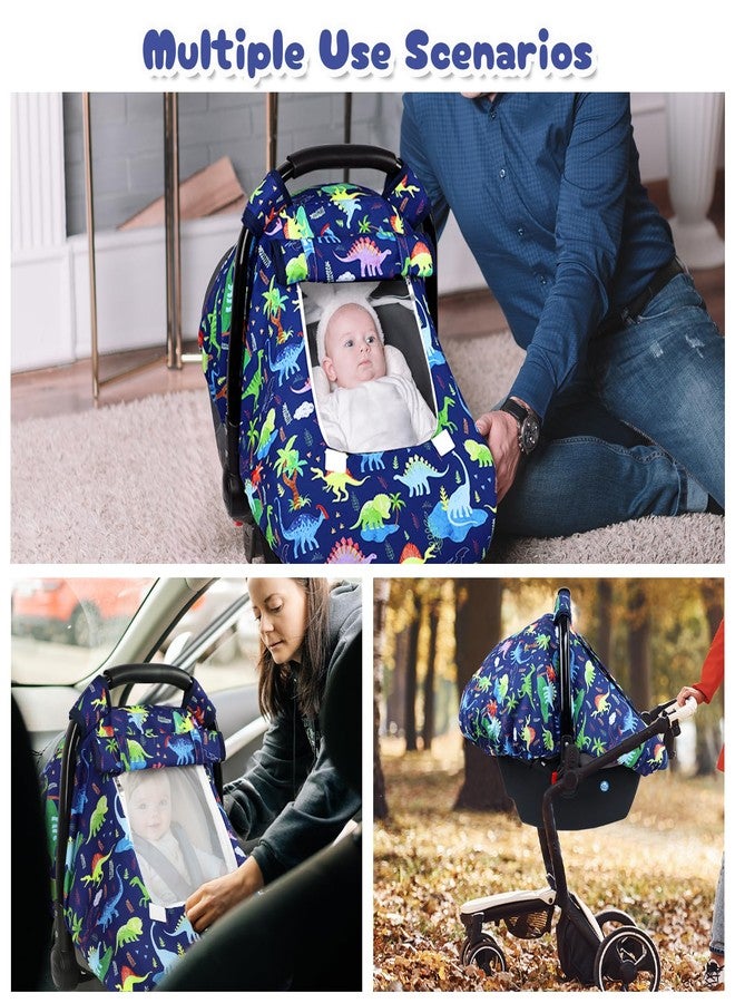 DAYEEBALL Baby Car Seat Cover, Windproof Carseat Cover for Infant Boys, Infant Breathable Carseat Canopy, Compatible with Most Baby Car Seat, Dinosaur - Image 3
