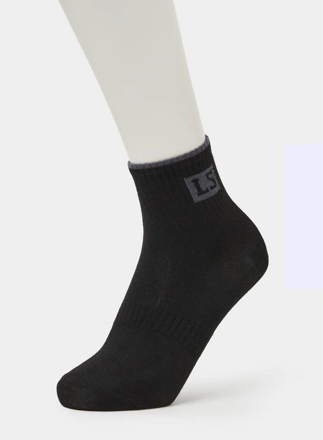 ستايلي Pack of 3 - Embroidered Detail Ribbed Cuff Quarter Socks