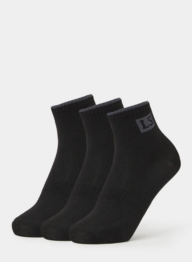 ستايلي Pack of 3 - Embroidered Detail Ribbed Cuff Quarter Socks