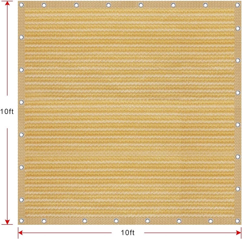 Shatex 90% Shade Fabric Sun Shade 10x 10ft Cloth Taped Edge with Grommets Sun-Block Mesh Shade for Pergola Cover Canopy Wheat, 12 Bungee Balls - Image 2