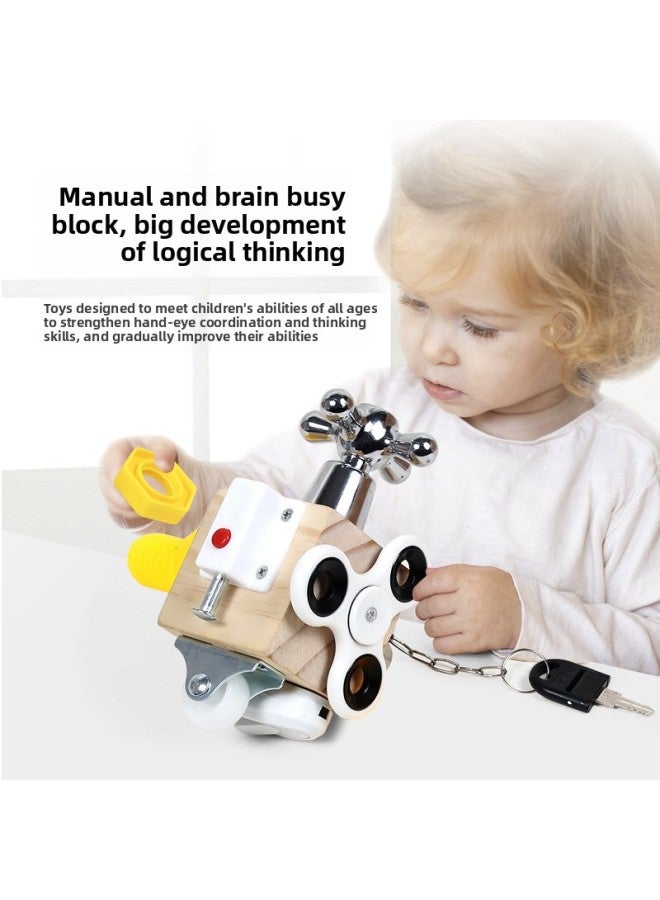 Baby Busy Board Montessori Children's Educational 2-year-old 3 Early Education Box Montessori Teaching Aware Busy Block Unlock Toy-Color:Classic Busy Block  - Image 3