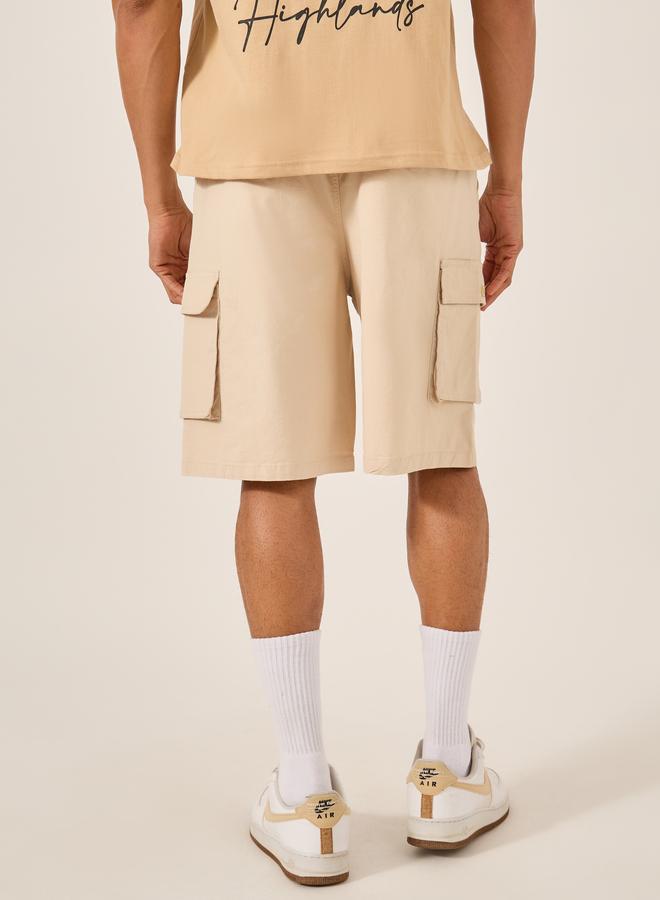 Styli Styli Rip Stop Cargo Oversized Shorts with Pocket Badge Detail  - Image 5