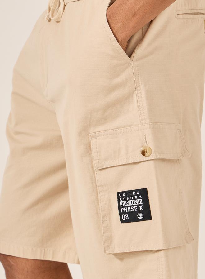 Styli Styli Rip Stop Cargo Oversized Shorts with Pocket Badge Detail  - Image 4