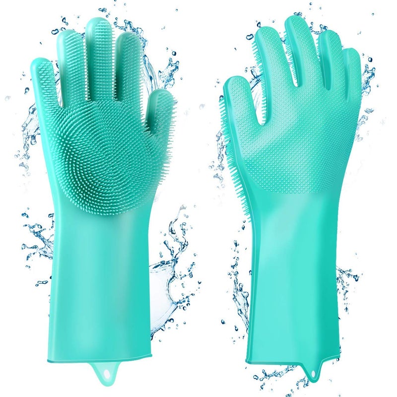 WHOLE MART WHOLE MART Dishwashing Gloves with Wash Scrubber Multicolour