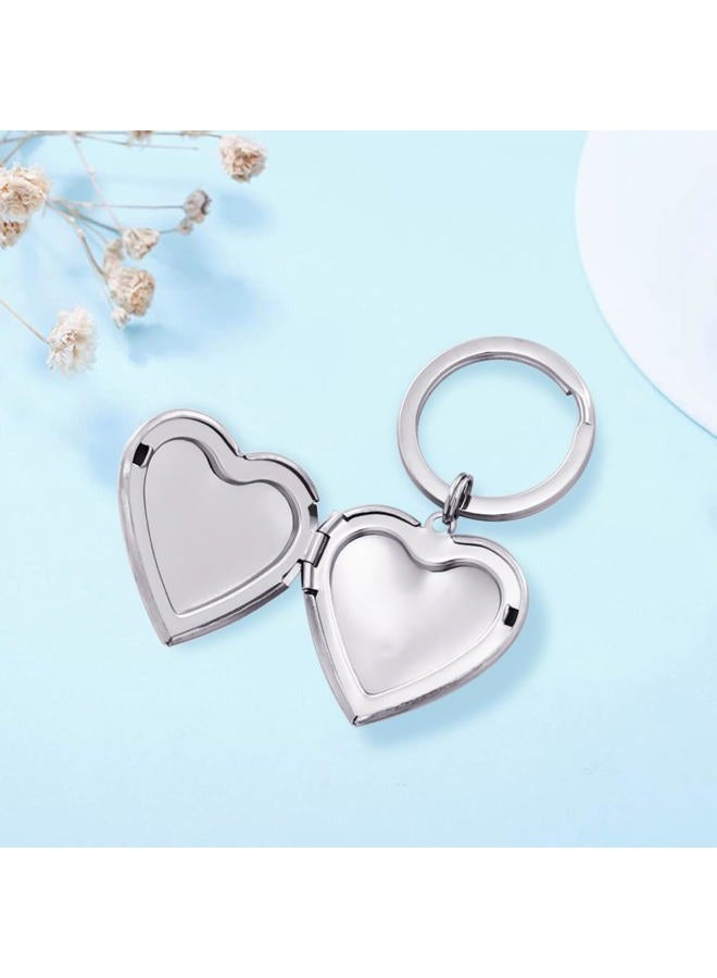 PHOCKSIN Silver Heart Locket Keychains for Women Gold Locket Key Chain Personalized Black Locket Keychain Mothers Day Gifts, 05.heart Silver Pawprint, M - Image 5