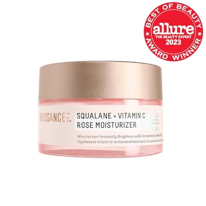 BIOSSANCE Squalane + Vitamin C Rose Face Moisturizer – Antioxidant-Rich Day/Night Face Lotion – Hydrates and Smooths Fine Lines – Even Skin Tone & Reduce Discoloration – For Radiant Skin, 1.69 Fl Oz - Image 2