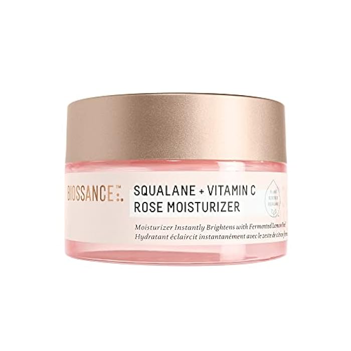 BIOSSANCE Squalane + Vitamin C Rose Face Moisturizer – Antioxidant-Rich Day/Night Face Lotion – Hydrates and Smooths Fine Lines – Even Skin Tone & Reduce Discoloration – For Radiant Skin, 1.69 Fl Oz - Image 1