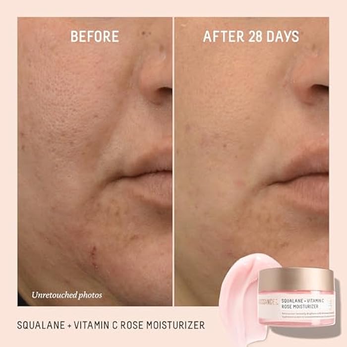 BIOSSANCE Squalane + Vitamin C Rose Face Moisturizer – Antioxidant-Rich Day/Night Face Lotion – Hydrates and Smooths Fine Lines – Even Skin Tone & Reduce Discoloration – For Radiant Skin, 1.69 Fl Oz - Image 4