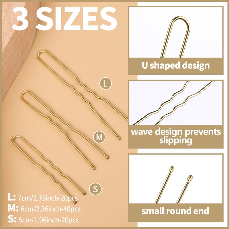 Teenitor Hair Nets Invisible Elastic Edge Mesh and Bobby Pins Set,40 Pieces HairNets, 80 Pieces U Shaped Pins for Ballet Bun,3 Size, Blonde - Image 3