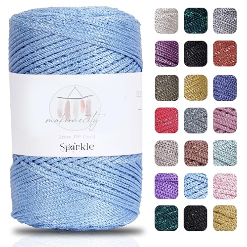Makromecity, Sparkle Polyester Macrame Cord 2mm x 250 Yards (750 feet) 2mm Polypropylene Macrame Cord for Macrame Art & Crafts for Wall Hangings, Bags, Underplate, Rug - Image 1