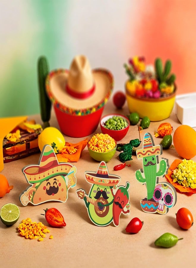 Putuo Decor 3 Pcs Mexican Fiesta Table Centerpiece Sign Cinco De Mayo Table Signs Sombrero Taco Cactus Chili Wooden Centerpiece Signs Table Decor Signs for Fiesta Mexican Birthday Party Decor - Image 4