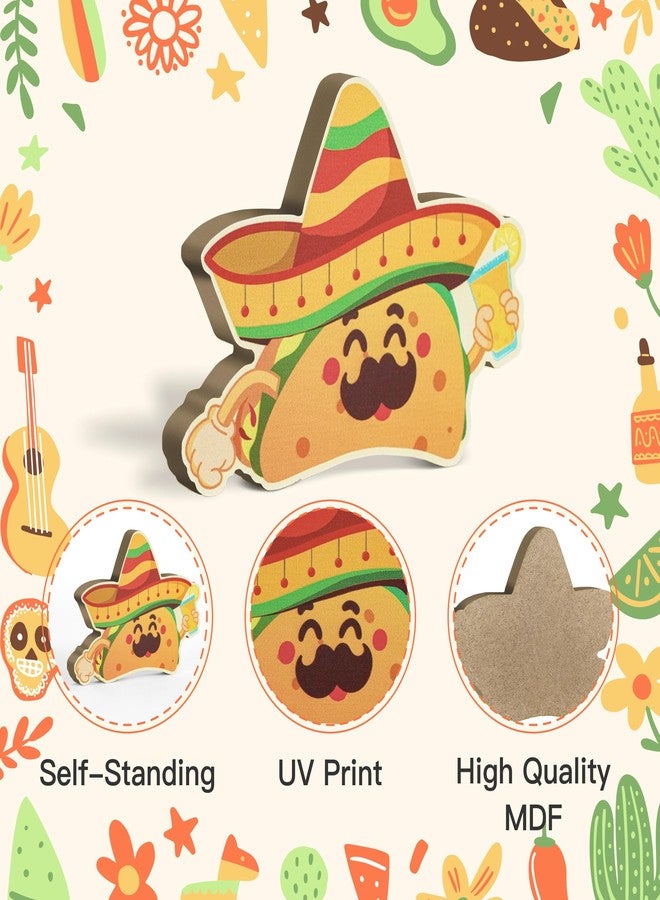 Putuo Decor 3 Pcs Mexican Fiesta Table Centerpiece Sign Cinco De Mayo Table Signs Sombrero Taco Cactus Chili Wooden Centerpiece Signs Table Decor Signs for Fiesta Mexican Birthday Party Decor - Image 3