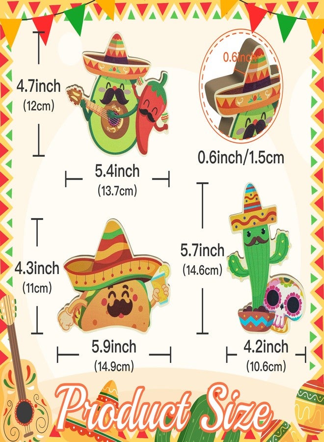 Putuo Decor 3 Pcs Mexican Fiesta Table Centerpiece Sign Cinco De Mayo Table Signs Sombrero Taco Cactus Chili Wooden Centerpiece Signs Table Decor Signs for Fiesta Mexican Birthday Party Decor - Image 2