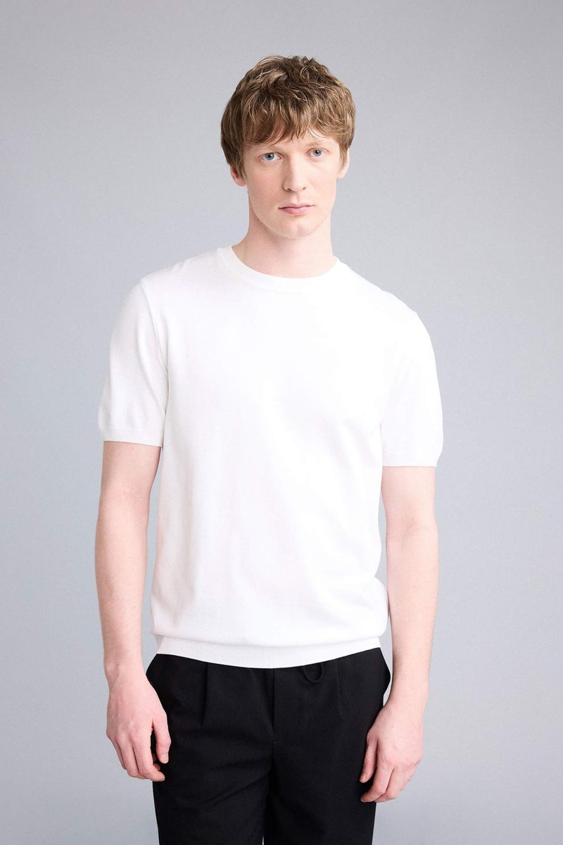DeFacto Standard Fit Crew Neck Knit T-Shirt - Image 3
