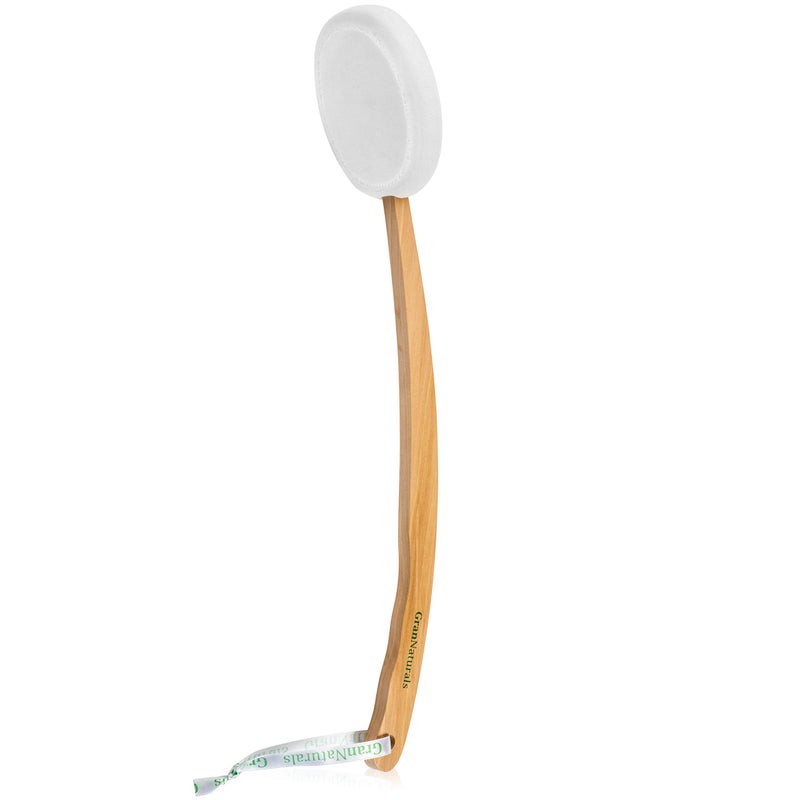 GranNaturals Lotion Applicator for Your Back Legs Feet Sunscreen Applicator Long Curved Easy Reach Wooden Handle Body Brush for Suntan Sunless SelfTanning Skin Cream Acne Body Wash Elderly Aid 