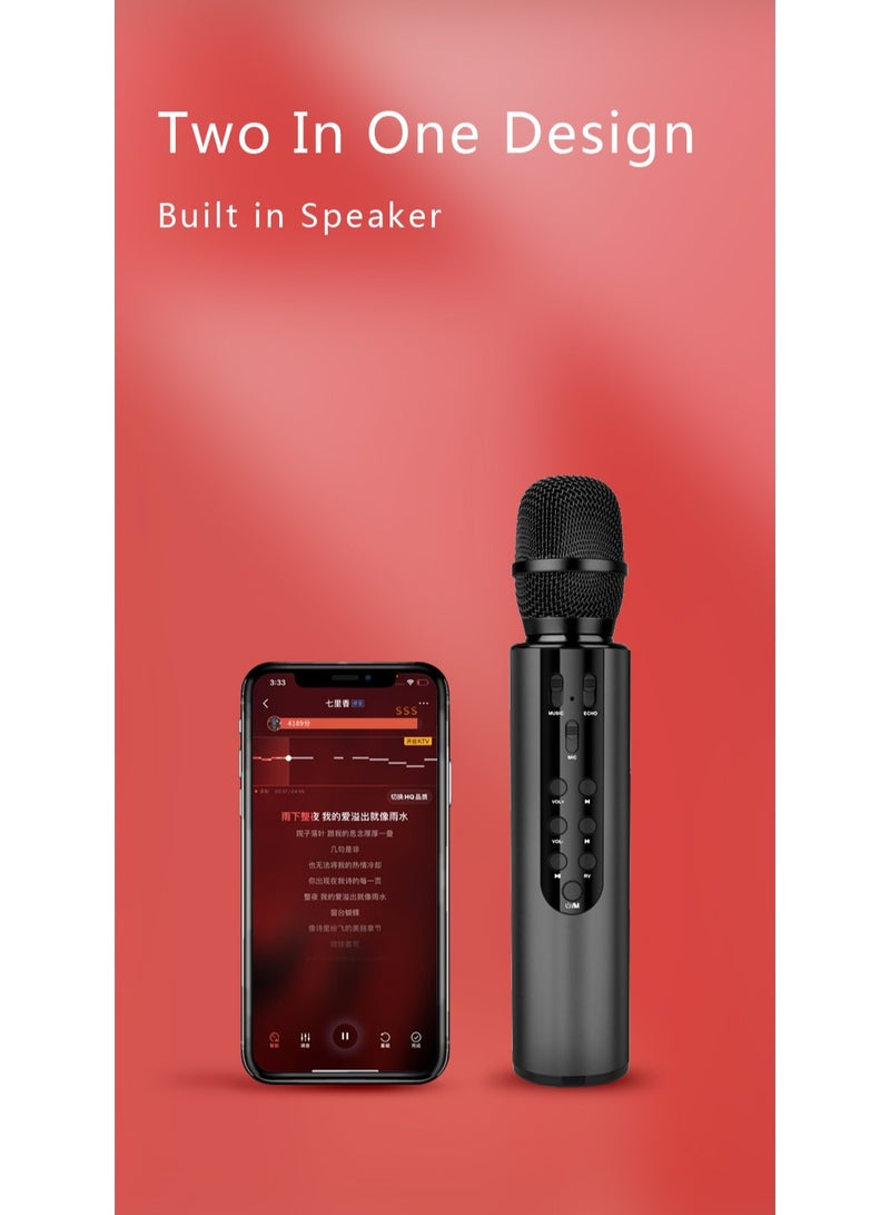 Flash Hawk Multifunction Portable 2-in-1 Bluetooth Karaoke Microphone & Speaker, with Vocal Reverb, 2000mAh, K3, Black - Image 2