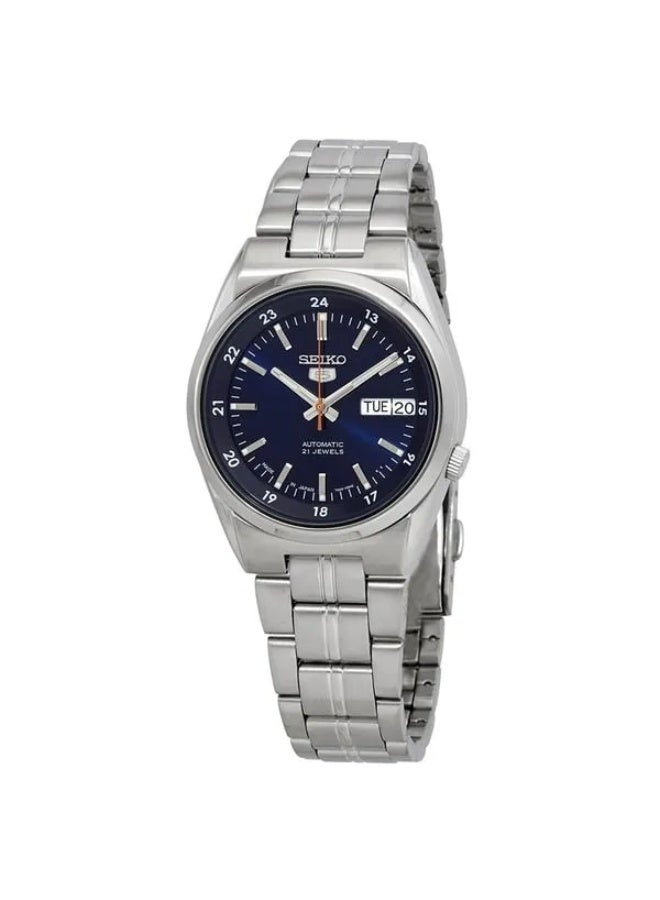 Seiko 5 SNK563J1 Automatic Men's Watch with Blue Dial Stainless Steel Bracelet Day Date Display Hardlex Crystal and 30M Water Resistance - Image 1