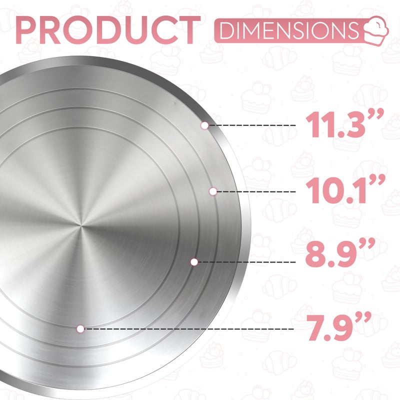 Riccle 12 Inch Pink Aluminium Alloy Revolving Cake Stand â€“ Rotating Cake Turntable for Cake Decorating, Baking, and Cake Decorating Supplies - Image 4