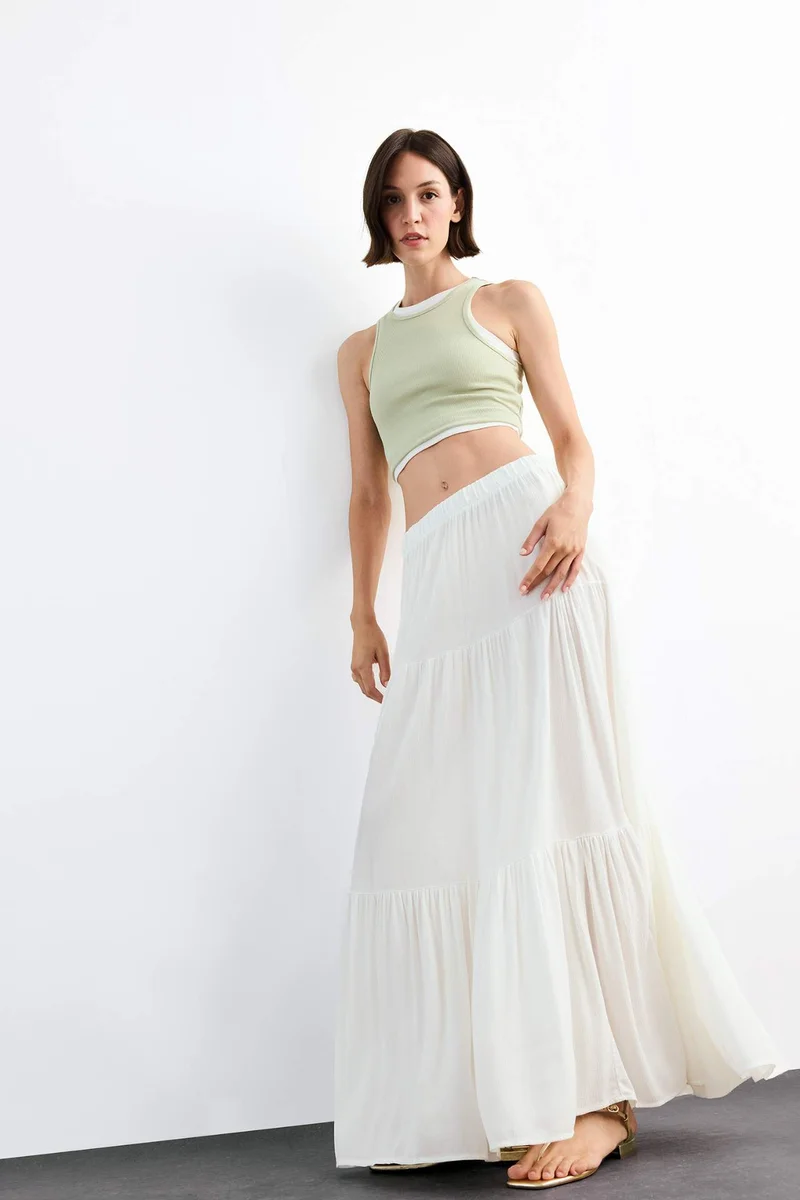 ديفاكتو Cotton Lined Normal Waist Maxi Skirt