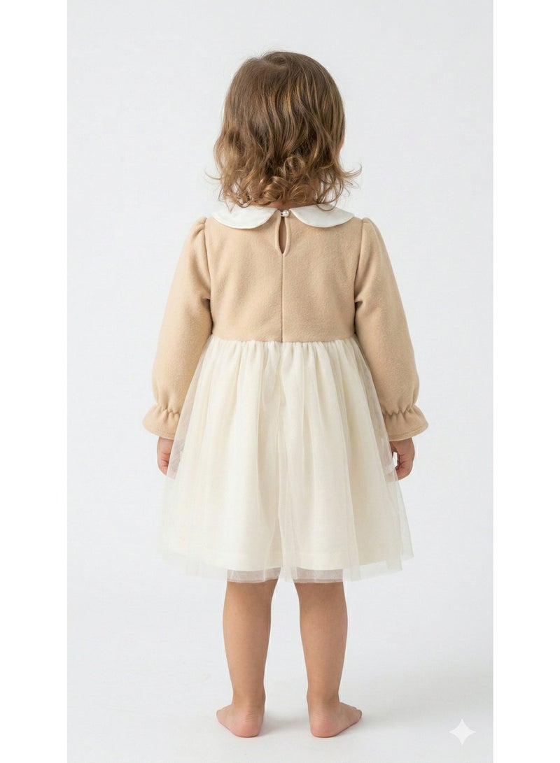 Cloud Fashion Beige Tulle Dress - Image 2