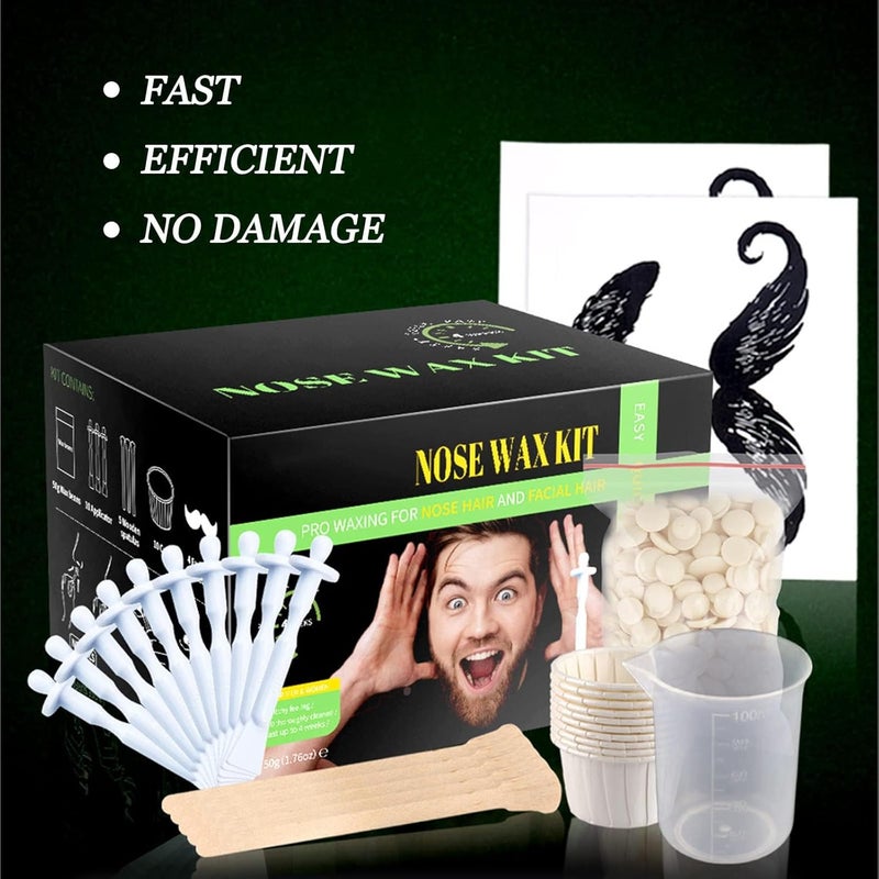 SWIUKPHE Nose and Ear Hair Removal Wax Kit for Men and Women, 50g Painless Wax Beads, 5 Applicators, 10 Paper Cups, Quick Cleaning for Nasal Hair or Ear Hair - Image 2