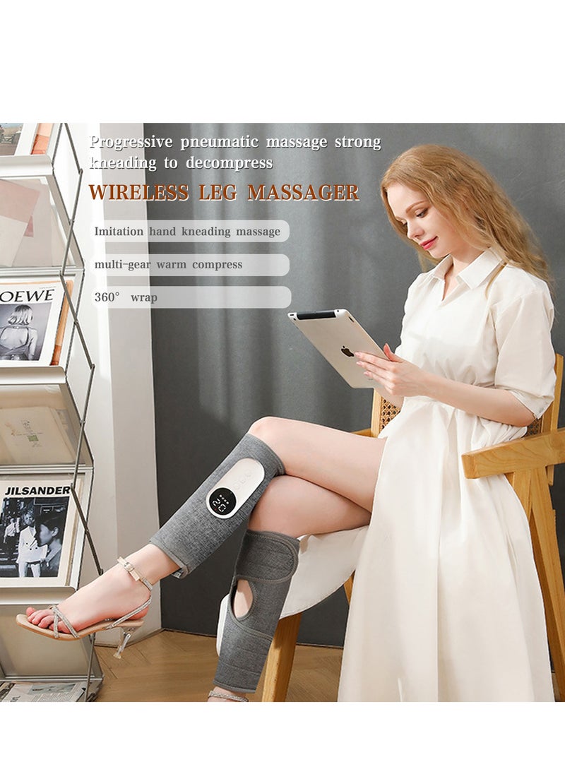 DMG TECH 2 Pcs Leg Massager, Leg Massager with 3 Intensities, 3 Modes, Calf Air Compression Massager with Heat, Leg Massager for Circulation and Pain Relief(Gray)  - Image 4
