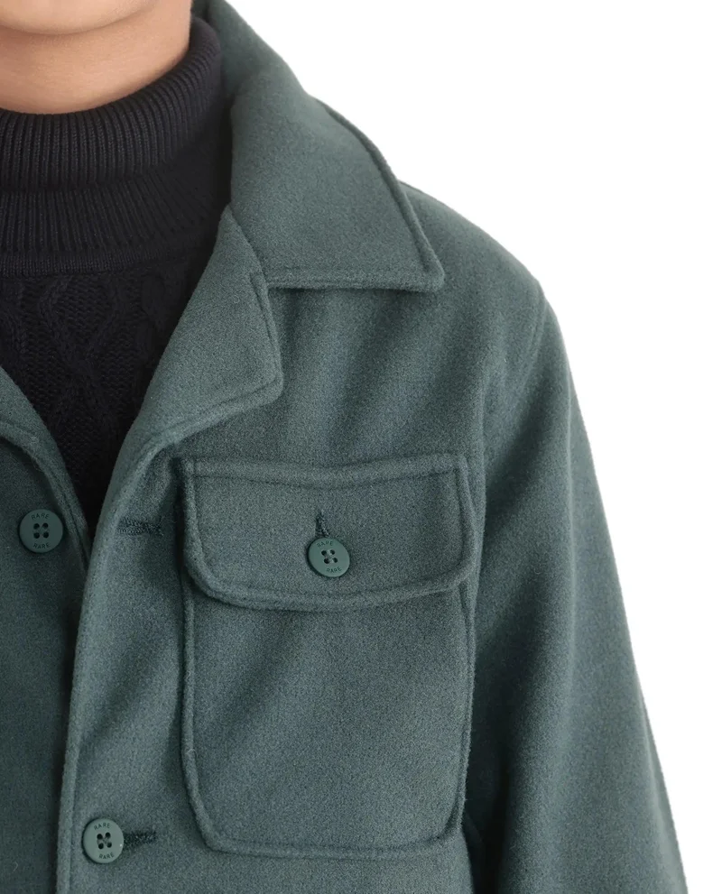 Rare Ones Rare Ones Kids Bochin Teal Button Closure Lapel Neck Full Sleeve Jacket