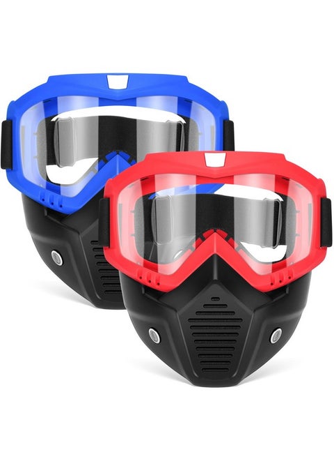 2 Pack Tactical Mask With Goggles Compatible With Nerf Rival, Apollo, Zeus, Khaos, Atlas, & Artemis Blasters Rival Mask Red & Blue
