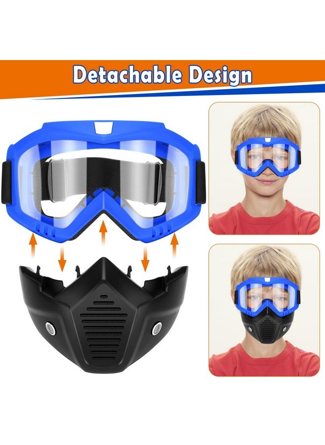 POKONBOY - 2 Pack Tactical Mask With Goggles Compatible With Nerf Rival, Apollo, Zeus, Khaos, Atlas, & Artemis Blasters Rival Mask Red & Blue - Image 1