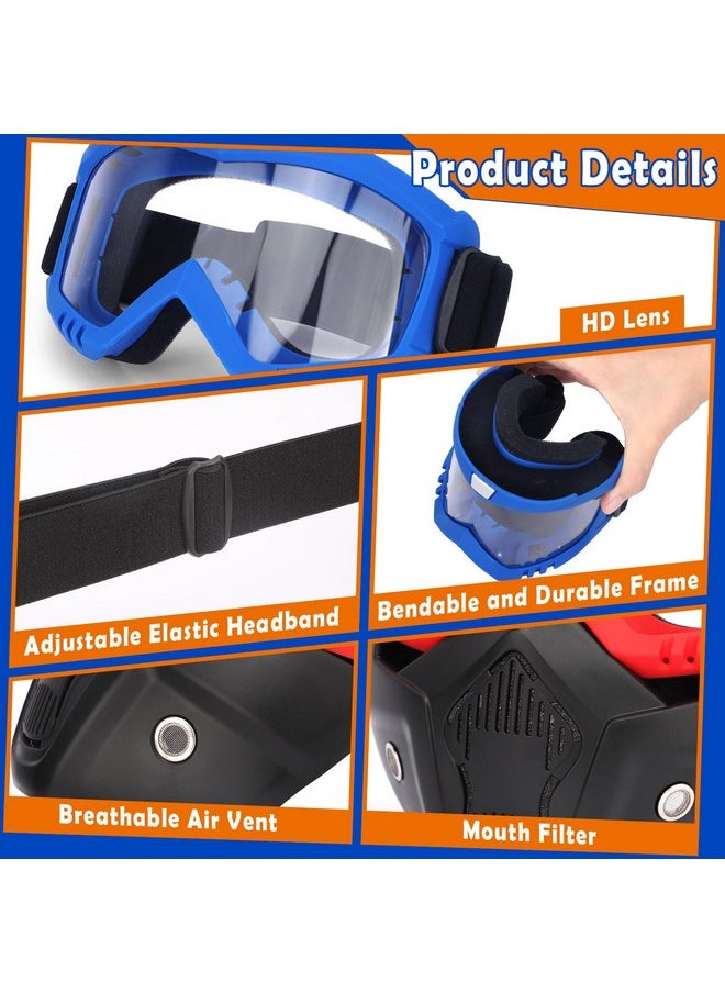 POKONBOY - 2 Pack Tactical Mask With Goggles Compatible With Nerf Rival, Apollo, Zeus, Khaos, Atlas, & Artemis Blasters Rival Mask Red & Blue - Image 1