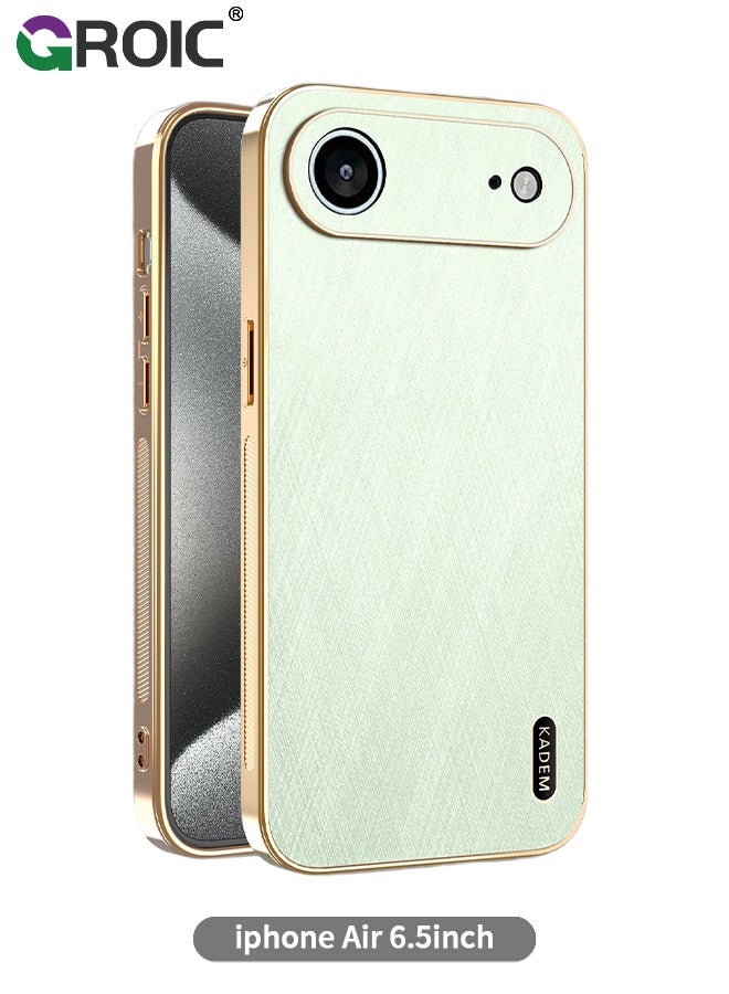 GROIC Case for iphone 17 Air, Slim Shockproof Bamboo Texture Cover with PU Leather Compatible for iphone 17 Air Cover, TPU Bumper Shockproof Protective Phone Case (Green) - Image 1