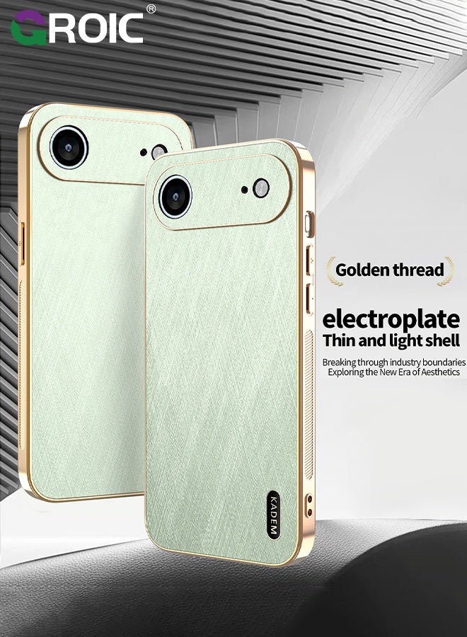 GROIC Case for iphone 17 Air, Slim Shockproof Bamboo Texture Cover with PU Leather Compatible for iphone 17 Air Cover, TPU Bumper Shockproof Protective Phone Case (Green) - Image 2