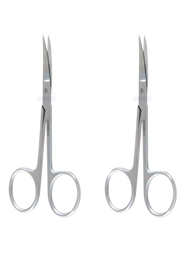 Gromed Nose Hair and Eyebrows Hair Cutting Curved Scissor | Precision for Manicure, Curved Blade| Scissor for Beard, Mustache| for Facial Hair Cutting, Silver SS - Pack of 2 - Image 1
