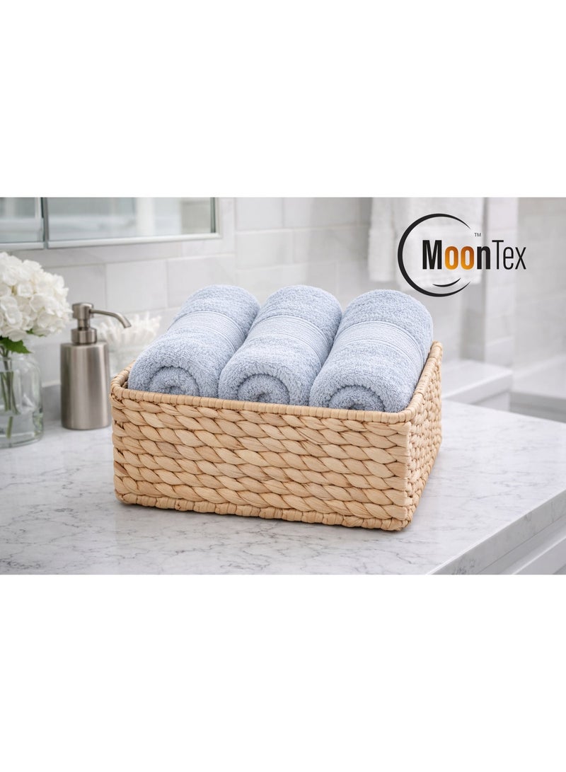 باكيت 3 فوط قطن طبيعي 100% لون رمادي مقاس 30×50 سم – ناعمة عالية الامتصاص – Moontex - Image 5