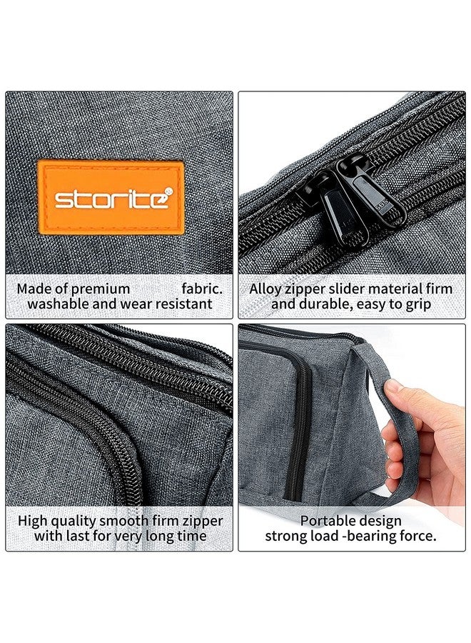 Storite Canvas Large Capacity Pencil Case Bag, Large Pen Pencil Pouch,Box & Bag for Stationary Aesthetic with Handle, Cute Stationery Organizer Bag with Zipper for Students, Kids, Adults - Grey - Image 3