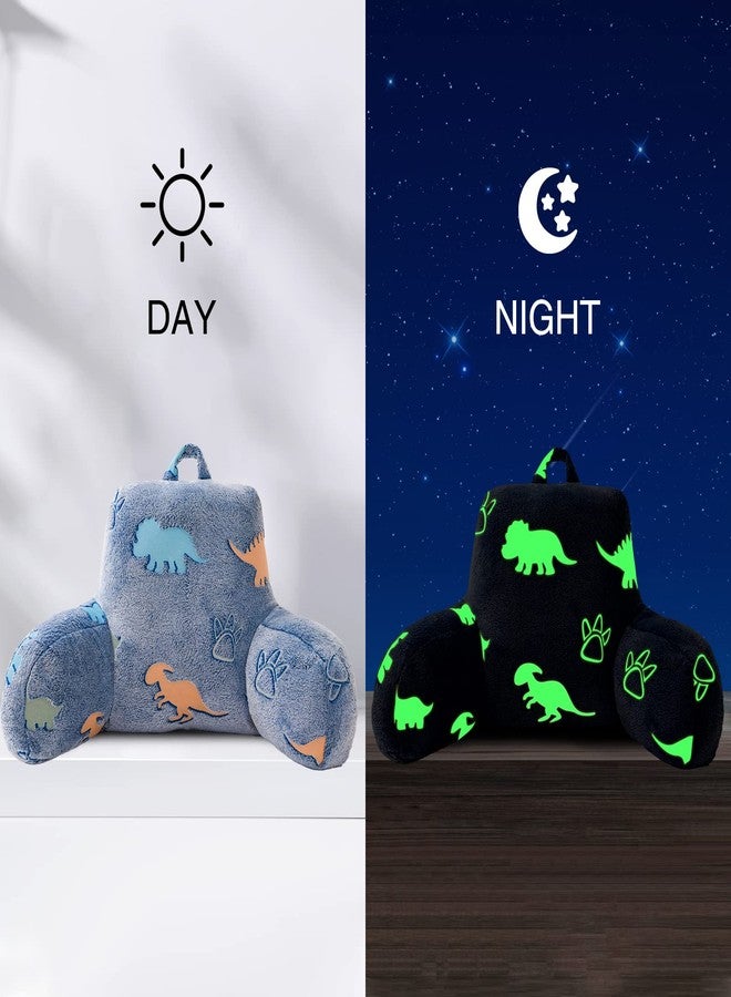 Aimuan Reading Pillow Glow in The Dark Bed Rest Wedge Kids Glow Backrest Pillow Dinosaur Print with Arms Back Support for Sitting Up in Bed Cushion, Orange-Blue - Image 3