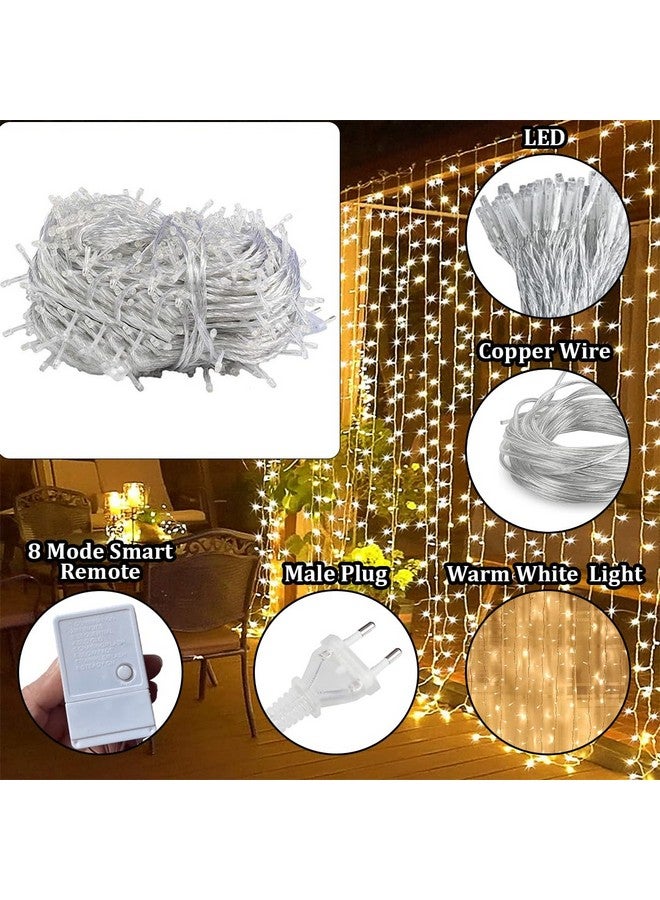 fizzytech Plastic 300 Led Curtain String Lights,8 Modes 1 Cm Fairy Lights For Bedroom,Wedding,Party,Home Garden,Outdoor&Indoor Wall Decorations(Warm White) - Image 3