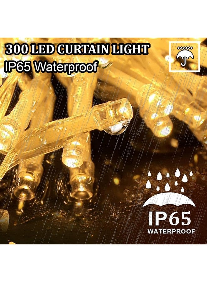 fizzytech Plastic 300 Led Curtain String Lights,8 Modes 1 Cm Fairy Lights For Bedroom,Wedding,Party,Home Garden,Outdoor&Indoor Wall Decorations(Warm White) - Image 2