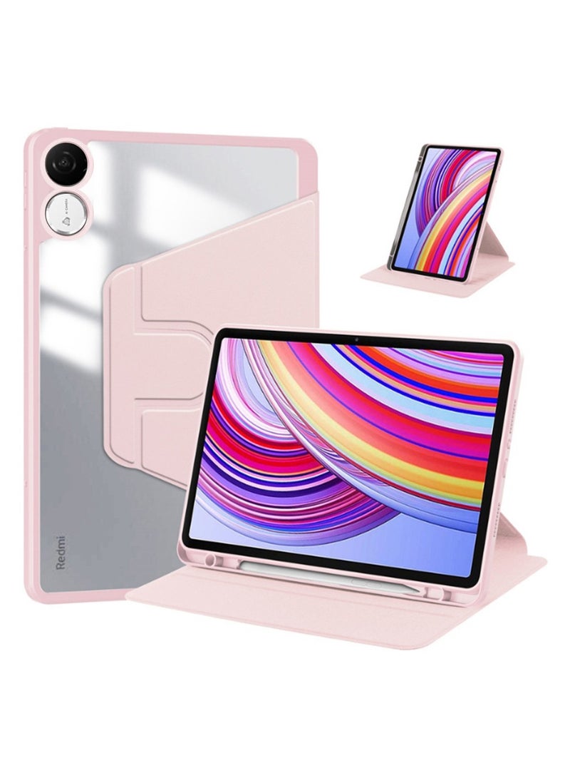 for Honor Pad V9 11.5 Inch Case Cover, Tablet Protective Case With Pen Slot, Acrylic 360 ° Rotating Design, Automatic Wake-up/sleep, Soft Leather,Pink  - Image 1