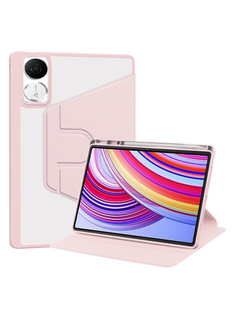 for Honor Pad V9 11.5 Inch Case Cover, Tablet Protective Case  , Acrylic 360 ° Rotating Design, Automatic Wake-up/sleep, Soft Leather,Pink - Image 1