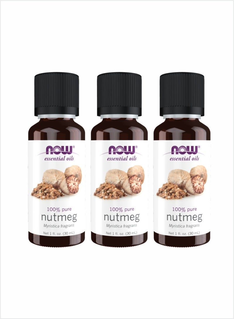 NOW Essential Oils 100% Pure Nutmeg Oil - Warm & Spicy, 30ml (Pack of 3)
